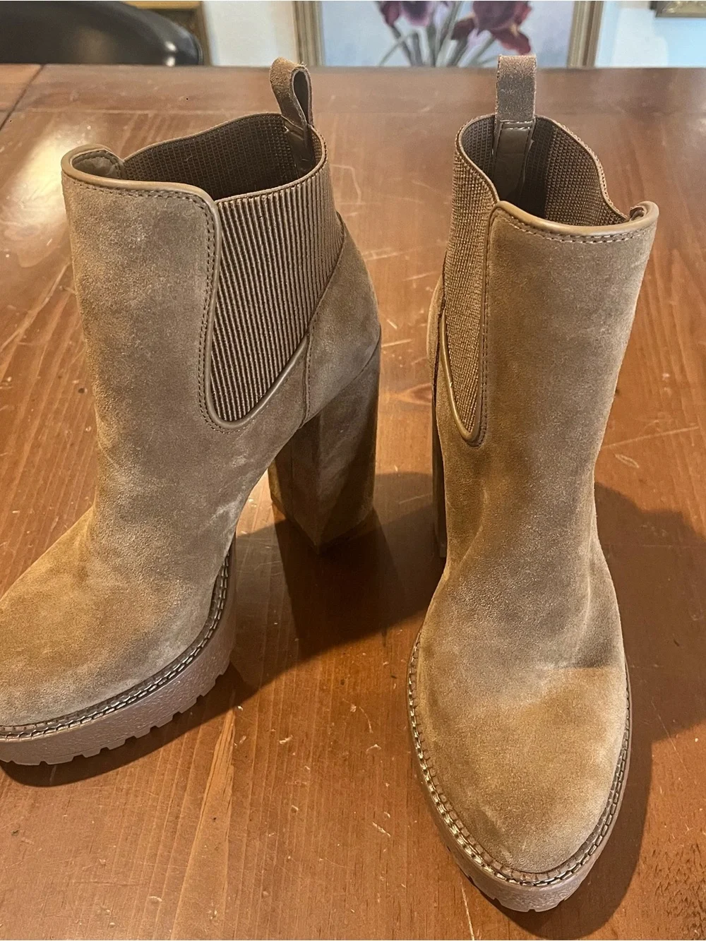 Gianni Bini RAATNA Suede Platform Ankle Boots - Brown